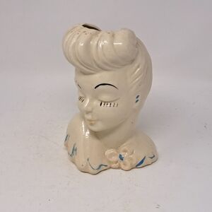 Vintage Glamour Girl Ceramic Head Vase